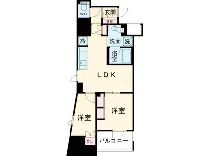 BRILLIA IST 墨田曳舟(2LDK/3階)の間取り写真