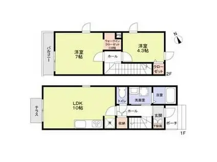 エムキース国領A(2LDK/1階)の間取り写真