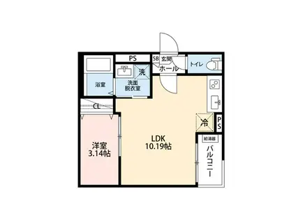 GRANDBLUE INAEIⅡ(1K/1階)の間取り写真