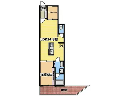 BRILLⅠANT JO-1(1LDK/1階)の間取り写真