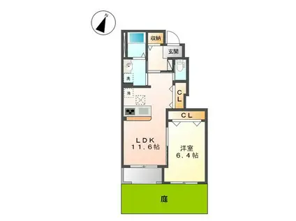 ハーモニーヒルズ(1LDK/1階)の間取り写真