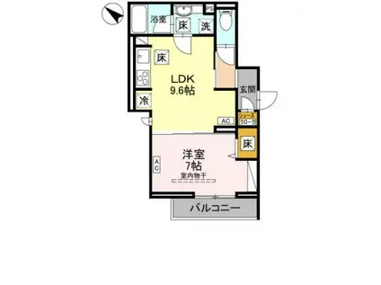 NOBLE RAFFINER東大宮(1LDK/1階)の間取り写真