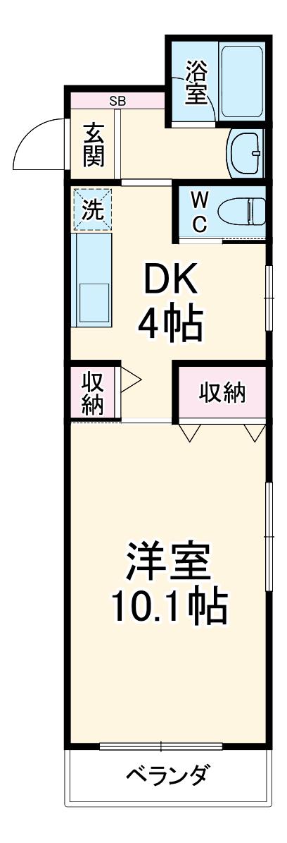 フラッシュマンション(1DK/1階)の間取り写真