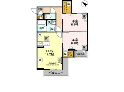 NOBLE RAFFINER東大宮(2LDK/1階)の間取り写真