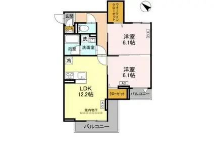 NOBLE RAFFINER東大宮(2LDK/2階)の間取り写真