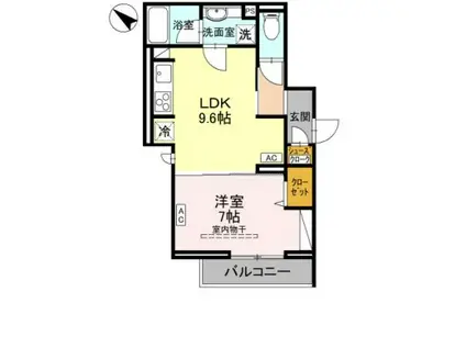 NOBLE RAFFINER東大宮(1LDK/3階)の間取り写真