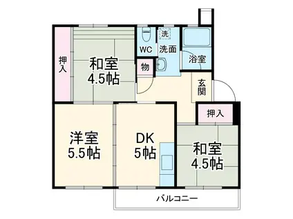 江南 60号棟(3DK/4階)の間取り写真