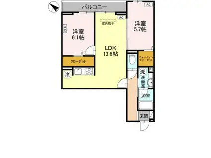 NOBLE RAFFINER東大宮(2LDK/3階)の間取り写真