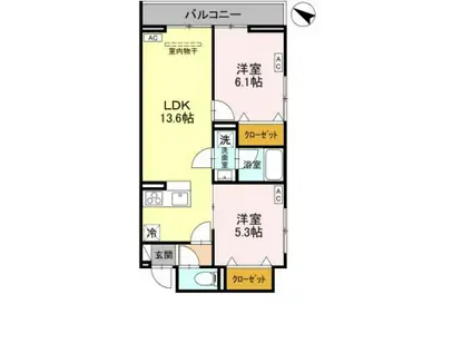 NOBLE RAFFINER東大宮(2LDK/3階)の間取り写真