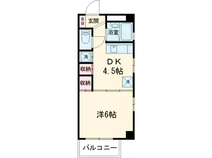 PARK Kー1(1DK/2階)の間取り写真