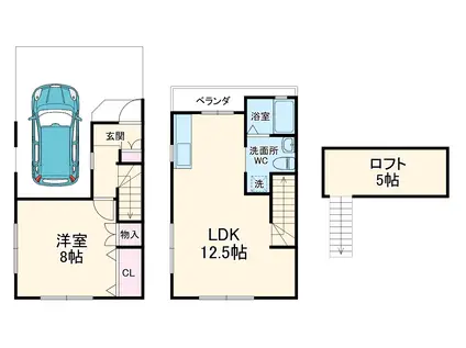 ツインズ北久里浜(1LDK)の間取り写真