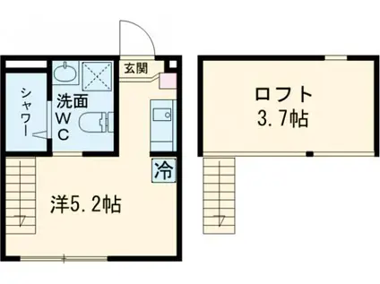 ハーモニーテラス北小岩ⅩⅣ(ワンルーム/2階)の間取り写真