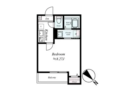 GRADUS武蔵藤沢Ⅱ(1K/3階)の間取り写真