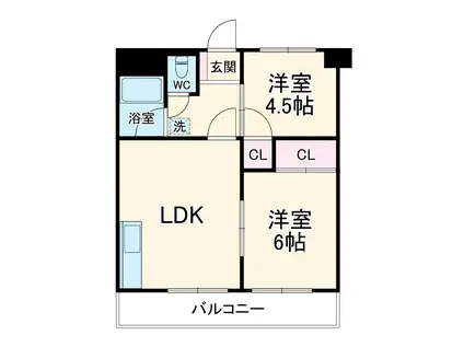 わらびマンション(2LDK/9階)の間取り写真