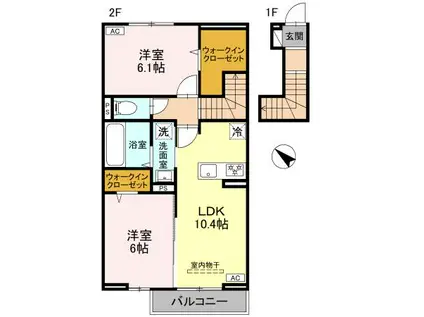 CLASSEUM桶川泉Ⅱ(2LDK/2階)の間取り写真