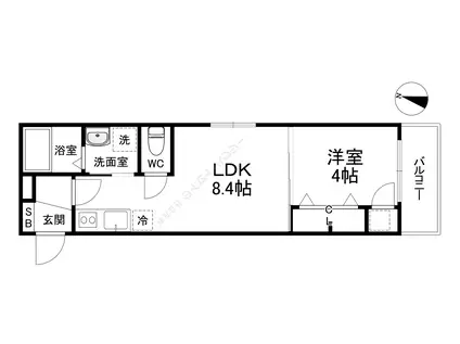 F ASECIA AURA(1LDK/1階)の間取り写真