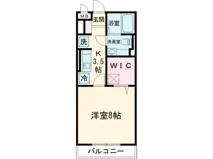 ローテ・ローゼ(1K/1階)の間取り写真