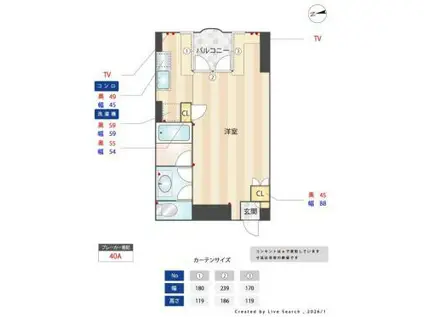 グランバリュー八王子北野(ワンルーム/2階)の間取り写真