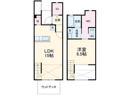 リーブル　シャンブレット(1LDK)の間取り写真