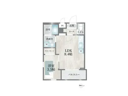 CHERIM志賀本通Ⅲノース(1LDK/2階)の間取り写真