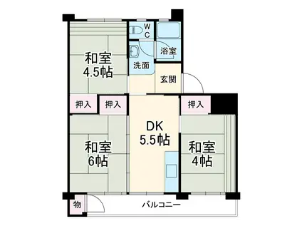 岩倉 02号棟(3DK/5階)の間取り写真