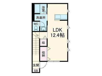 セントラルコート伊奈(ワンルーム/2階)の間取り写真