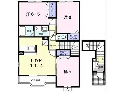 サンパティークD(3LDK/2階)の間取り写真