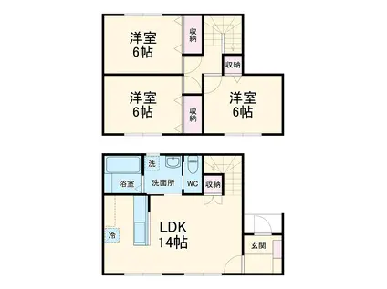 東海道本線 岐阜駅 バス乗車時間：16分 北一色バス停で下車 徒歩8分 2階建 新築(3LDK)の間取り写真