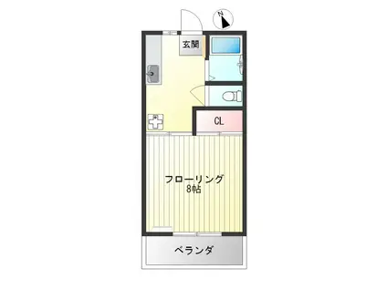 ヤングハイムA棟(1K/1階)の間取り写真