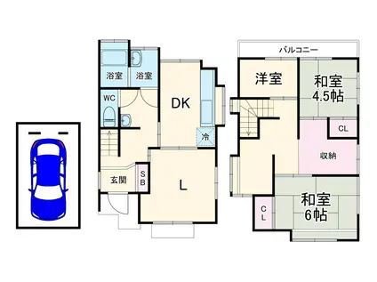 京成電鉄本線 京成大久保駅 徒歩23分 2階建 築34年(4LDK)の間取り写真