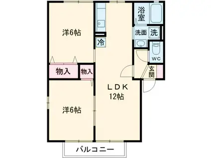 フラワーレジデンスヴェガ(2LDK/2階)の間取り写真