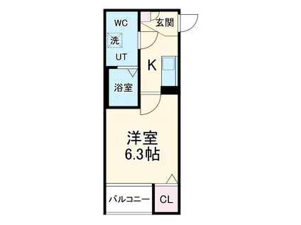 メイクスR矢田Ⅰ(1K/3階)の間取り写真