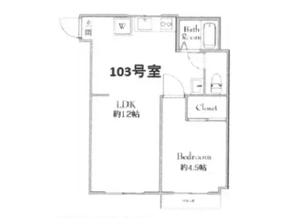 REZET北松戸(1LDK/1階)の間取り写真