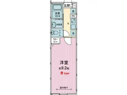 BLOOM所沢ONE(1K/1階)の間取り写真