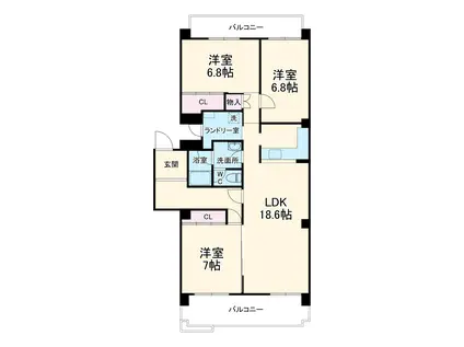 パークタウン茅ヶ崎2号棟(3LDK/8階)の間取り写真