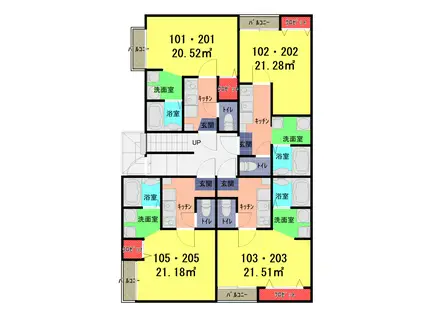 ヴィラート西大宮(1K/1階)の間取り写真