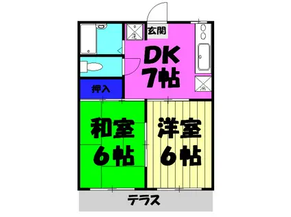 コスモハイツ松本Ⅱ(2DK/2階)の間取り写真