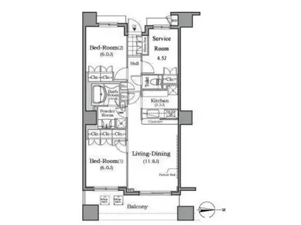 ザ・レジデンス本牧 横浜ベイサイド(4LDK/5階)の間取り写真
