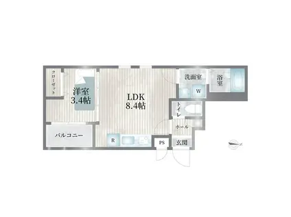 CHERIM志賀本通BRISE(1SLDK/3階)の間取り写真