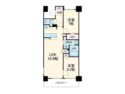 ロイヤルパークス千種(2LDK/6階)の間取り写真