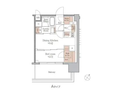 ジオエント梅田北リバーフロント(1DK/8階)の間取り写真