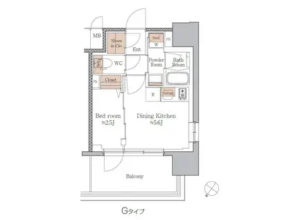 ジオエント梅田北リバーフロント(1DK/8階)の間取り写真