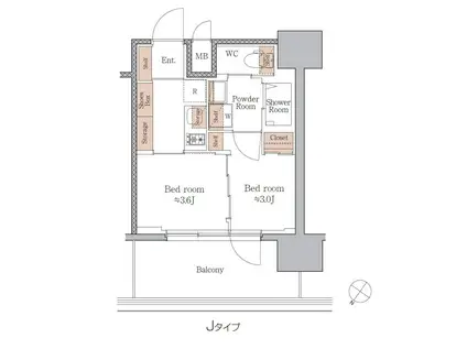 ジオエント梅田北リバーフロント(2K/8階)の間取り写真