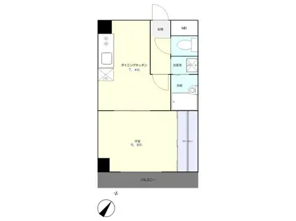 畑町STビル(1DK/2階)の間取り写真