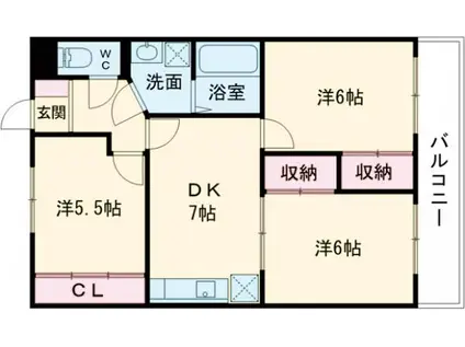 プレジデント白水Ⅰ(3DK/2階)の間取り写真