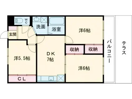プレジデント白水Ⅰ(3DK/1階)の間取り写真