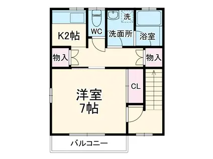 レジデンスおゆみ野A(1K/2階)の間取り写真