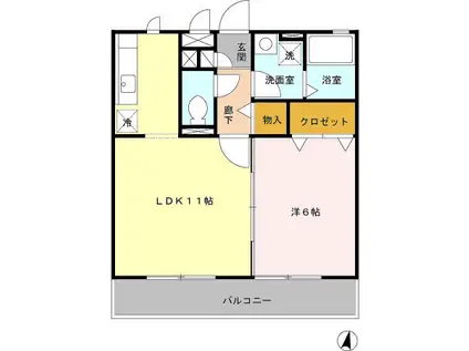 ラフィネ・タウン1(1LDK/3階)の間取り写真