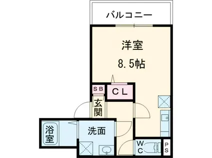 ジーメゾン福生武蔵野台(1K/1階)の間取り写真