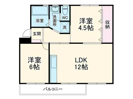 金杉台団地 10号棟(2LDK/5階)の間取り写真